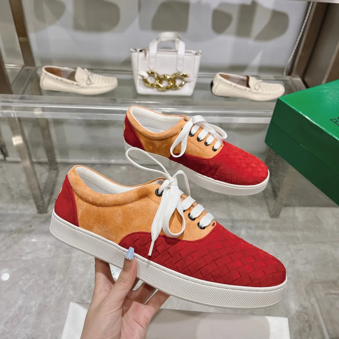 [BV] Top P: 740💰Size for couples: 35-44 (Female 40, Male 38 45, custom-made and non-returnable) Bottega Veneta classic woven strap casual shoes are made of imported high-quality materials, [Rose][Rose]! Purely hand-woven and operated, the original board is reproduced one-to-one! quality assurance!